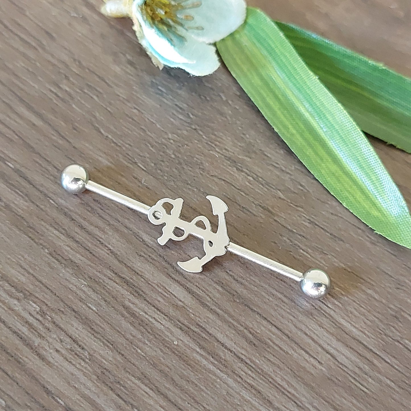 Anchor Industrial Piercing Bar – 38mm, 14 Gauge – 316L Surgical Steel Plate Gold PVD