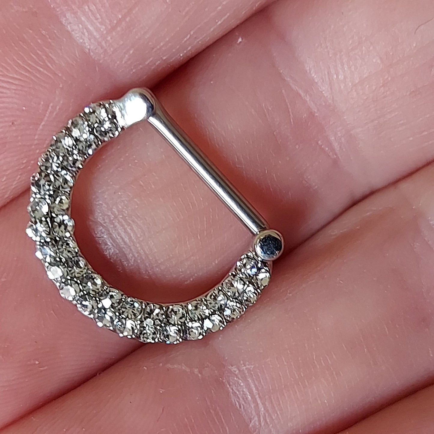 Luxurious encrusted Crystal Nipple bar, Horseshoe nipple clicker, 12mm, 14Gauge, barbell, Rose Gold or Rhodium Plating