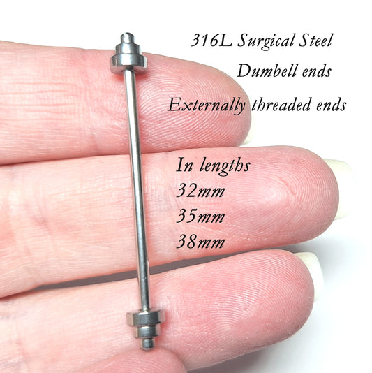 Weight lifting Barbell Industrial Piercing Bar – 32mm, 35mm, 38mm, 14 Gauge