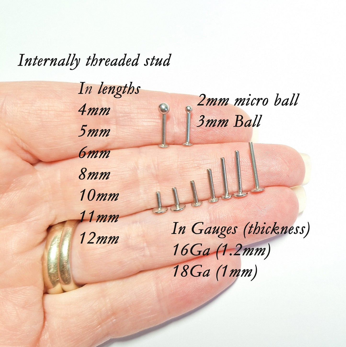 Comfortable Flat Backed stud with ball 316L Surgical Steel, 4mm 5mm, 6mm, 8mm, 10mm, 12mm