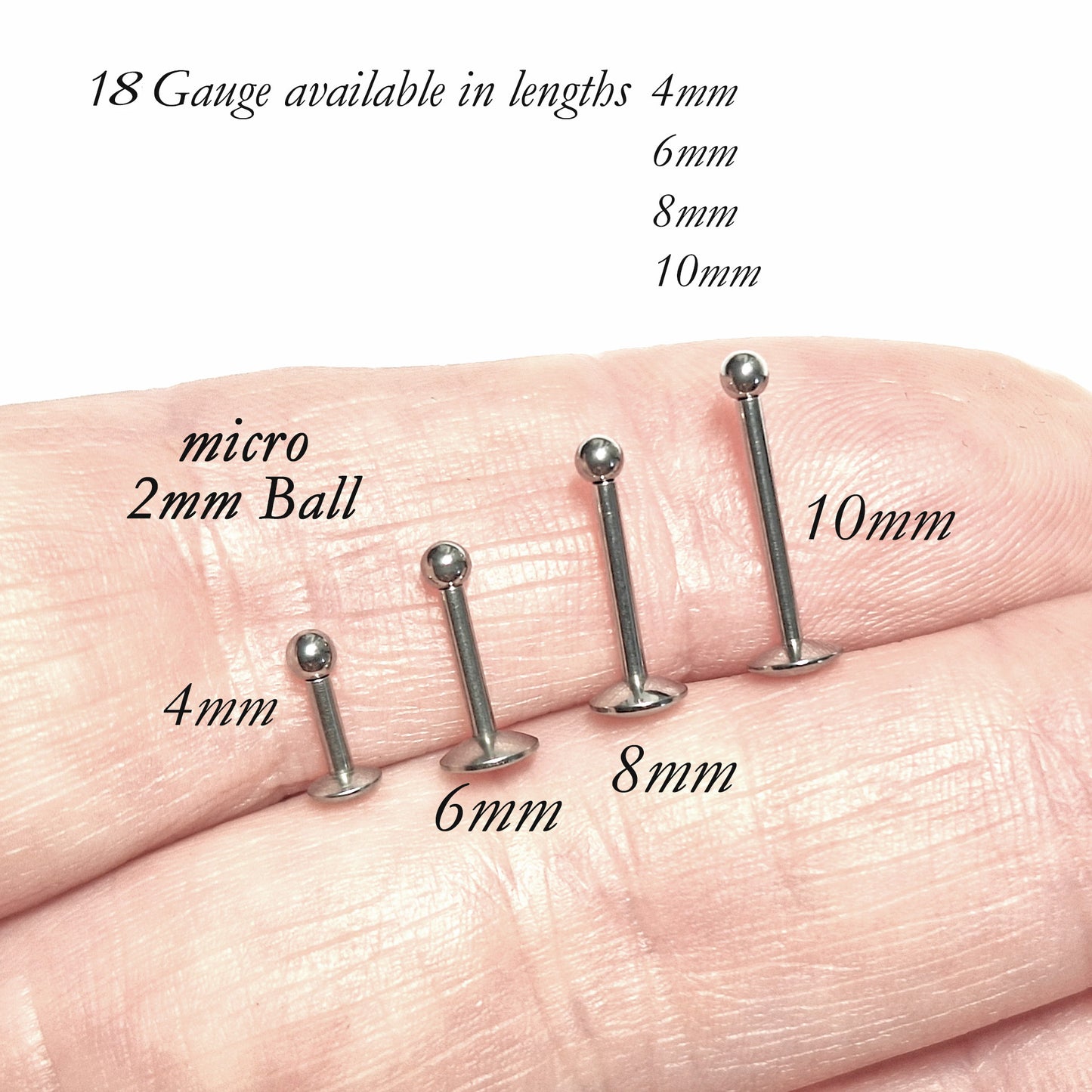 Comfortable Flat Backed stud with ball 316L Surgical Steel, 4mm 5mm, 6mm, 8mm, 10mm, 12mm