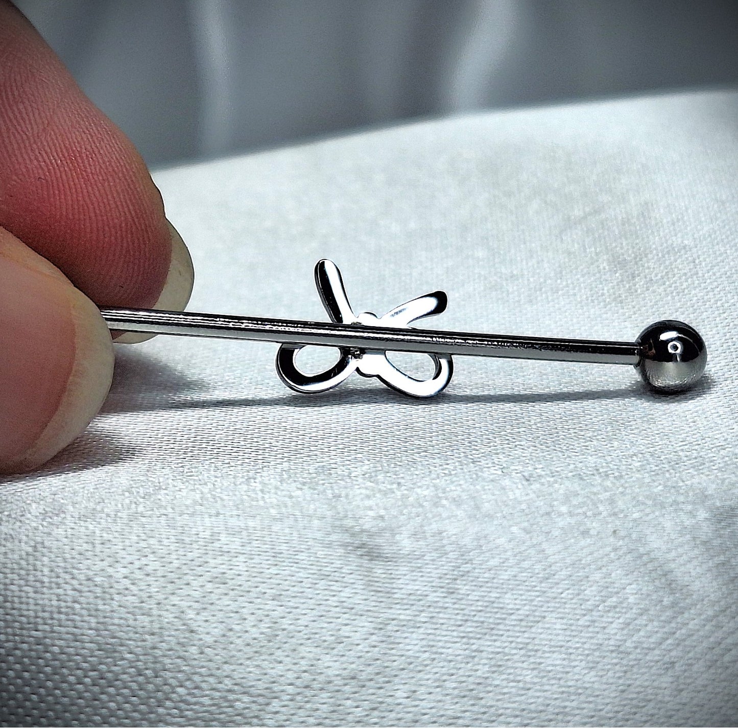 Industrial Piercing Flat smooth Bow 316L Surgical Steel Barbell - 38mm