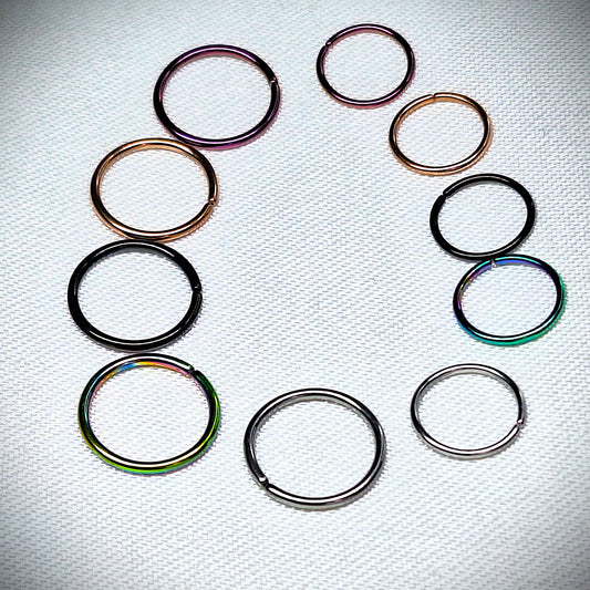 Titanium plated Bendable earring, nose hoop, Nose ring, septum, eyebrow, in 8mm, 10mm 20Ga 18Ga 16Ga 316L Surgical Steel