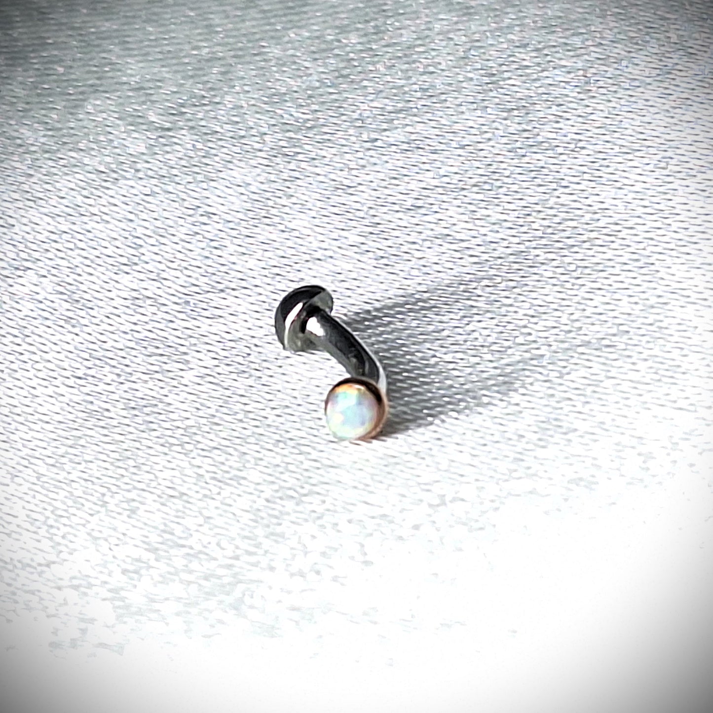 2mm White Micro Opal / Rose Gold Encasing - Curved bar - 16gauge