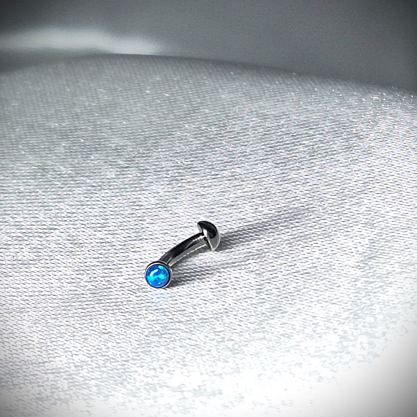 2mm Blue Micro Opal - Curved bar - 16gauge - 6mm, 8mm, 10mm, 12mm