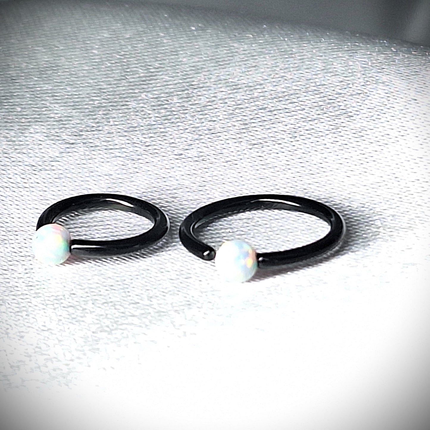 Opal Titanium Earring Hoop, Bendable hoop, Septum,Eyebrow, in 8mm, 10mm, 16Ga 316L Surgical Steel