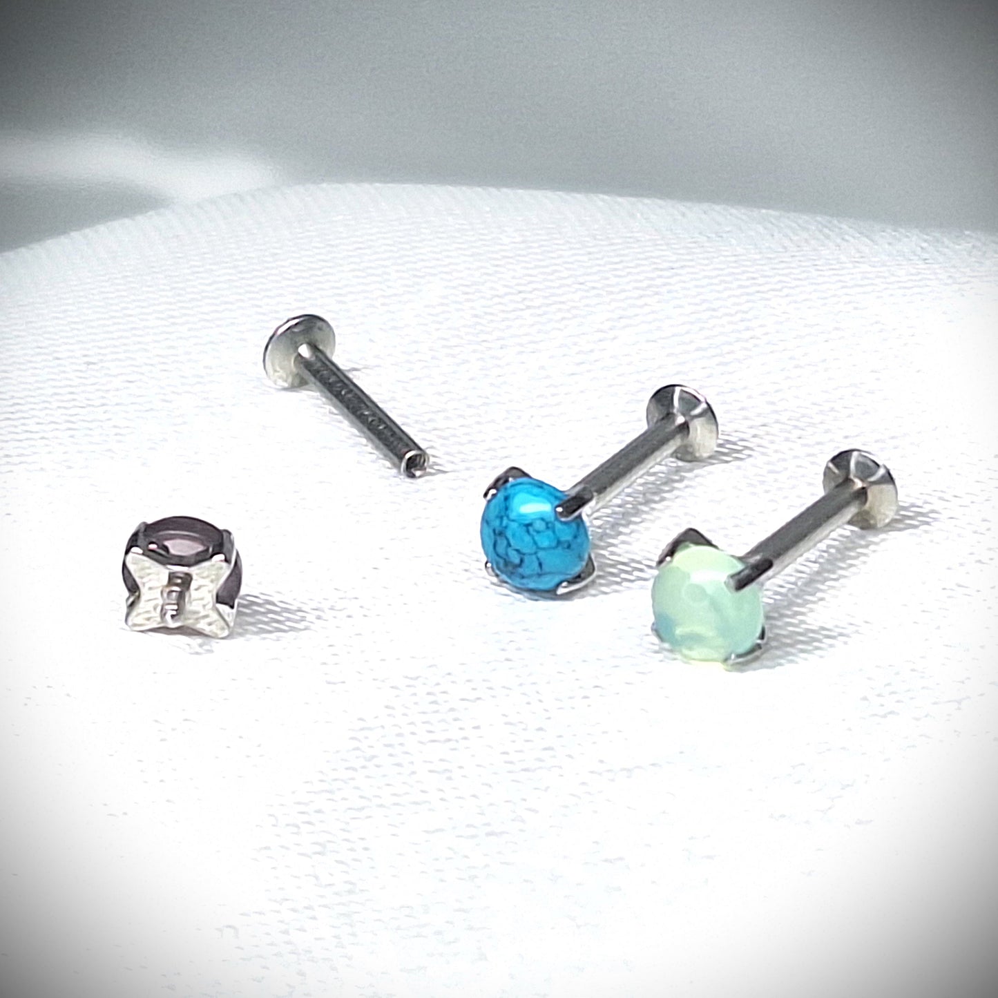 4mm Round Semi-precious Stone flat backed stud, Amethyst, Jade, Turquoise, 4mm, 5mm, 6mm, 8mm, 10mm, 11mm, 12mm