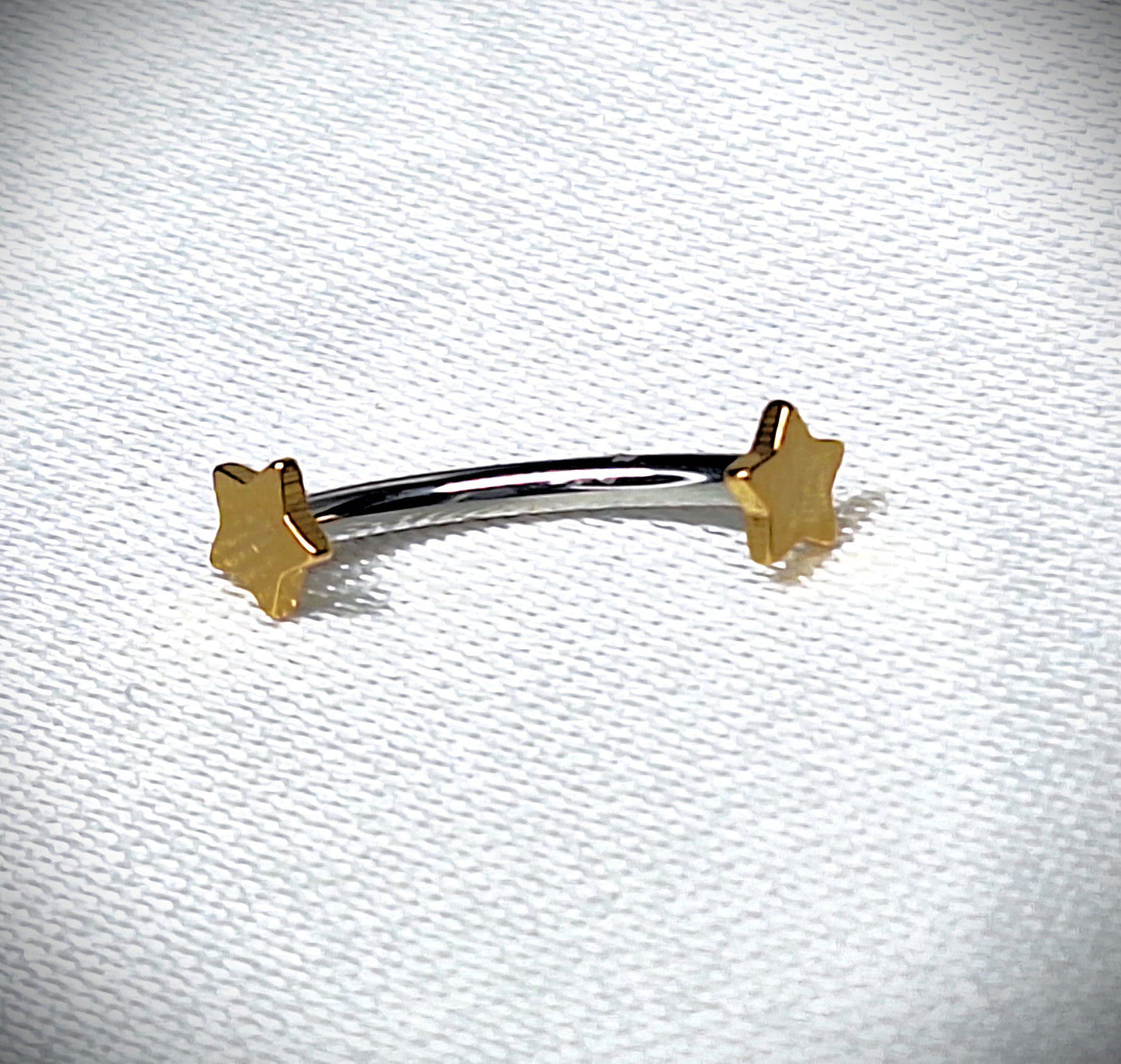 Curved bar with 3mm FLAT STAR, Silver, Rose Gold, Gold, Black Ion plated, 16gauge, 6mm 8mm 10mm 12mm