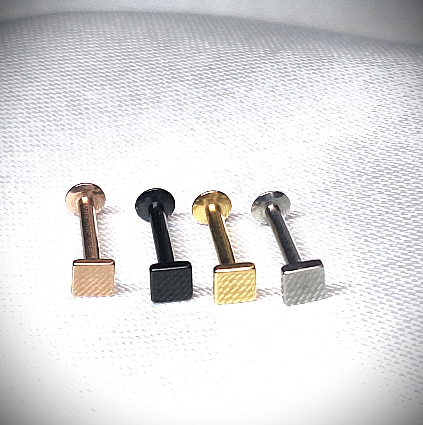 Labret stud with Flat Square Top - In Rose Gold, Gold, Black, 316L Surgical Steel, 4mm, 5mm, 6mm, 8mm, 10mm, 11mm, 12mm