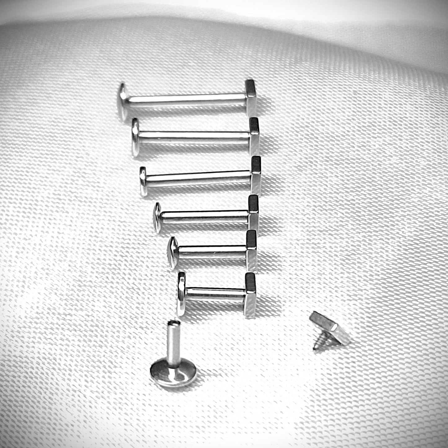 Labret stud with Flat Square Top - In Rose Gold, Gold, Black, 316L Surgical Steel, 4mm, 5mm, 6mm, 8mm, 10mm, 11mm, 12mm