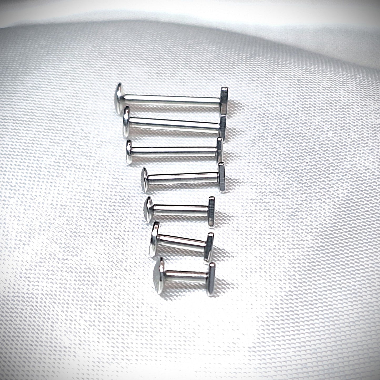 Labret stud with Flat TRIANGLE Top - In Rose Gold, Gold, Black, 316L Surgical Steel, 4mm, 5mm, 6mm, 8mm, 10mm, 11mm, 12mm