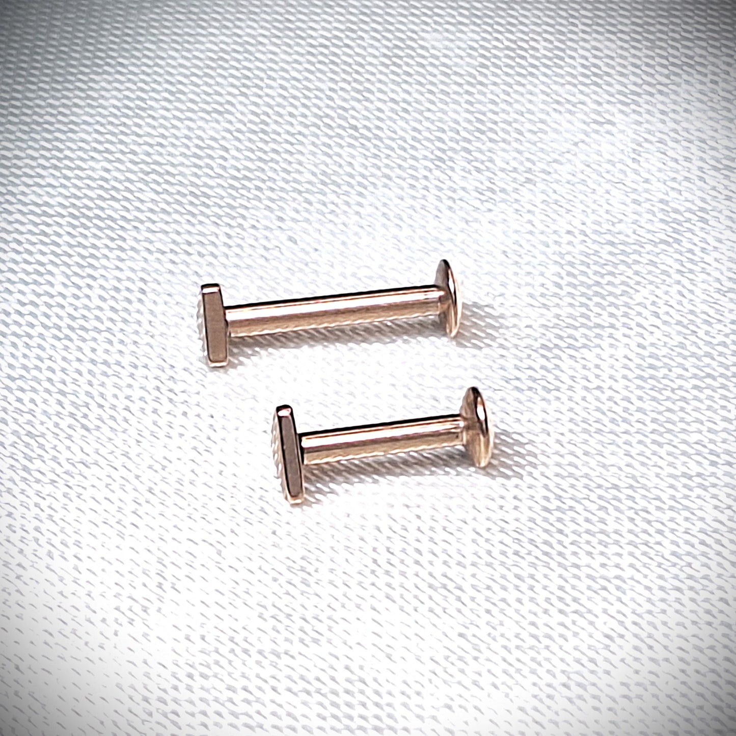 Labret stud with Flat TRIANGLE Top - In Rose Gold, Gold, Black, 316L Surgical Steel, 4mm, 5mm, 6mm, 8mm, 10mm, 11mm, 12mm