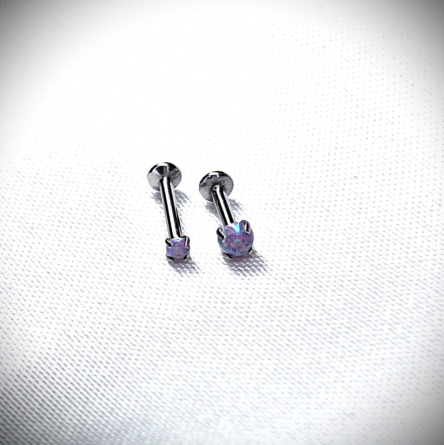 Push in Flat Backed stud with Prong Set PURPLE 2mm or 3mm Opal stone.