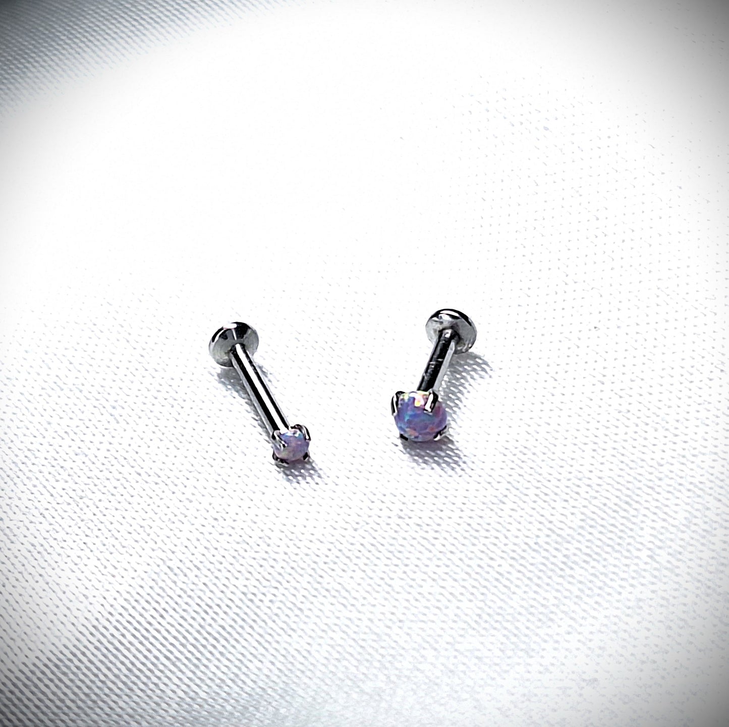 Push in Flat Backed stud with Prong Set PURPLE 2mm or 3mm Opal stone.