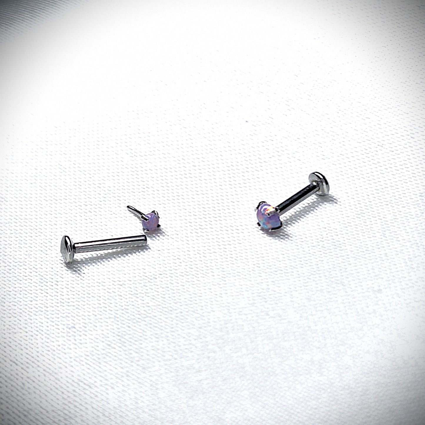 Push in Flat Backed stud with Prong Set PURPLE 2mm or 3mm Opal stone.