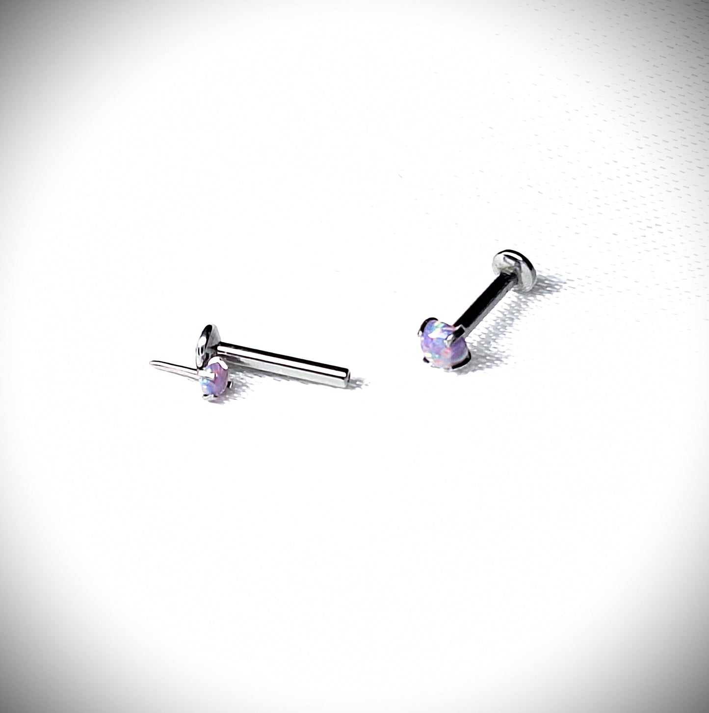 Push in Flat Backed stud with Prong Set PURPLE 2mm or 3mm Opal stone.