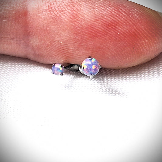 Push in Flat Backed stud with Prong Set PURPLE 2mm or 3mm Opal stone.