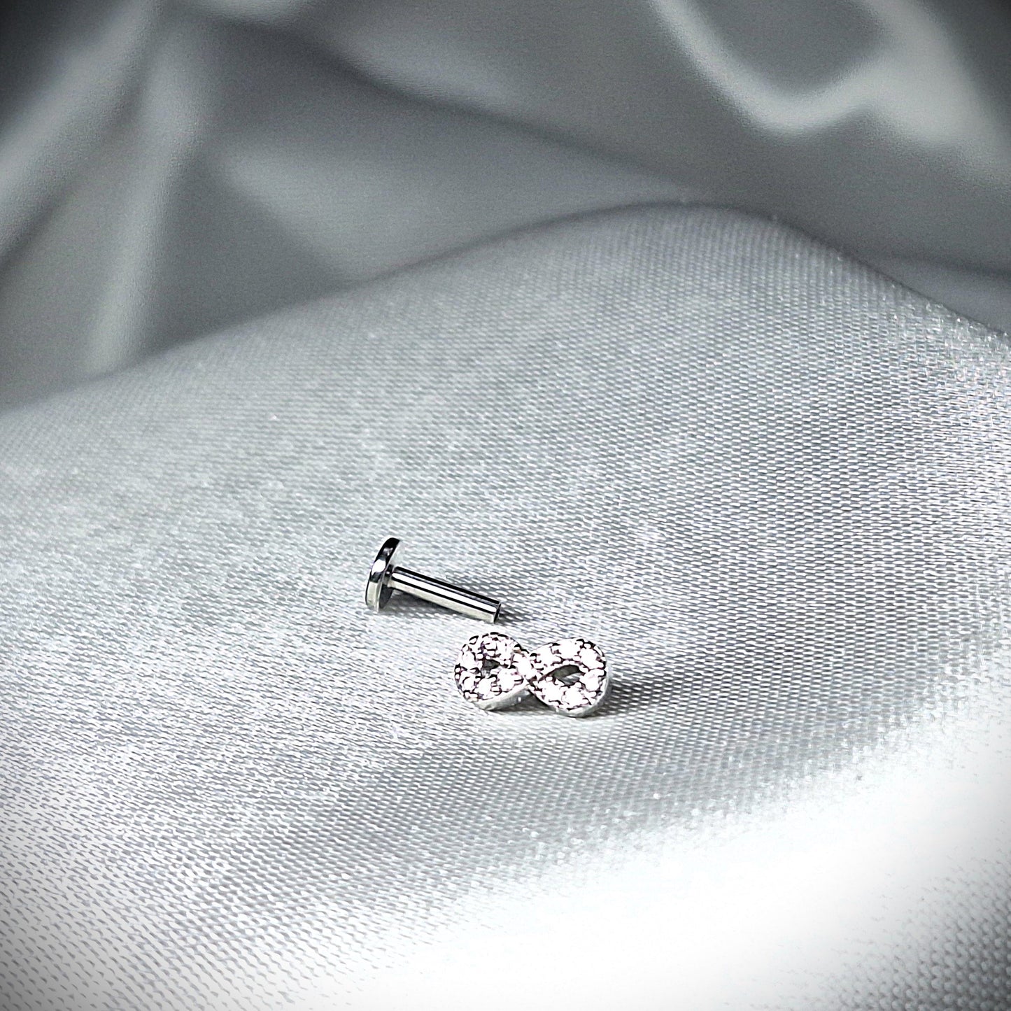 Flat backed Stud 16Gauge Infinity Crystals 6mm or 8mm, for tragus, helix.