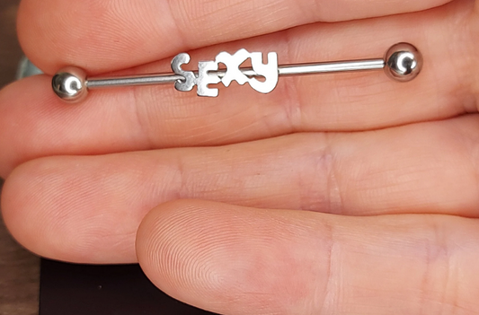 Industrial Piercing Flat smooth SEXY 316L Surgical Steel Barbell - 38mm