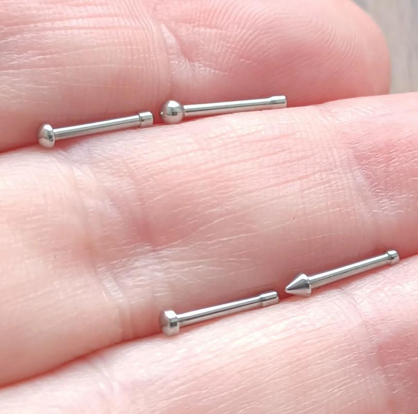 Pack of 4 Tiny Ball, Dome, Spike, Flat, Nose Bone Stud 6mm 20Ga 316L Surgical Steel