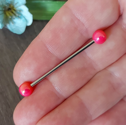 Industrial piercing bar with Petrol Colourful Metallic look 38mm 35mm 32mm 14Gauge