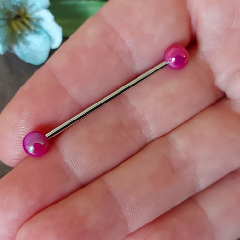 Industrial piercing bar with RED Colourful Metallic look 38mm 35mm 32mm 14Gauge