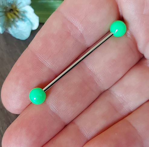 Industrial piercing bar with Petrol Colourful Metallic look 38mm 35mm 32mm 14Gauge