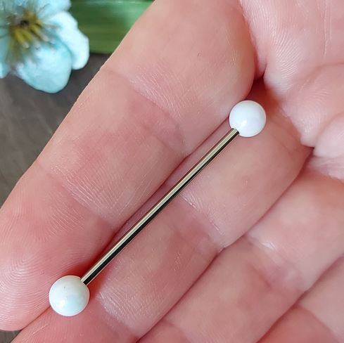 Industrial piercing bar with White Colourful Metallic look 38mm 35mm 32mm 14Gauge