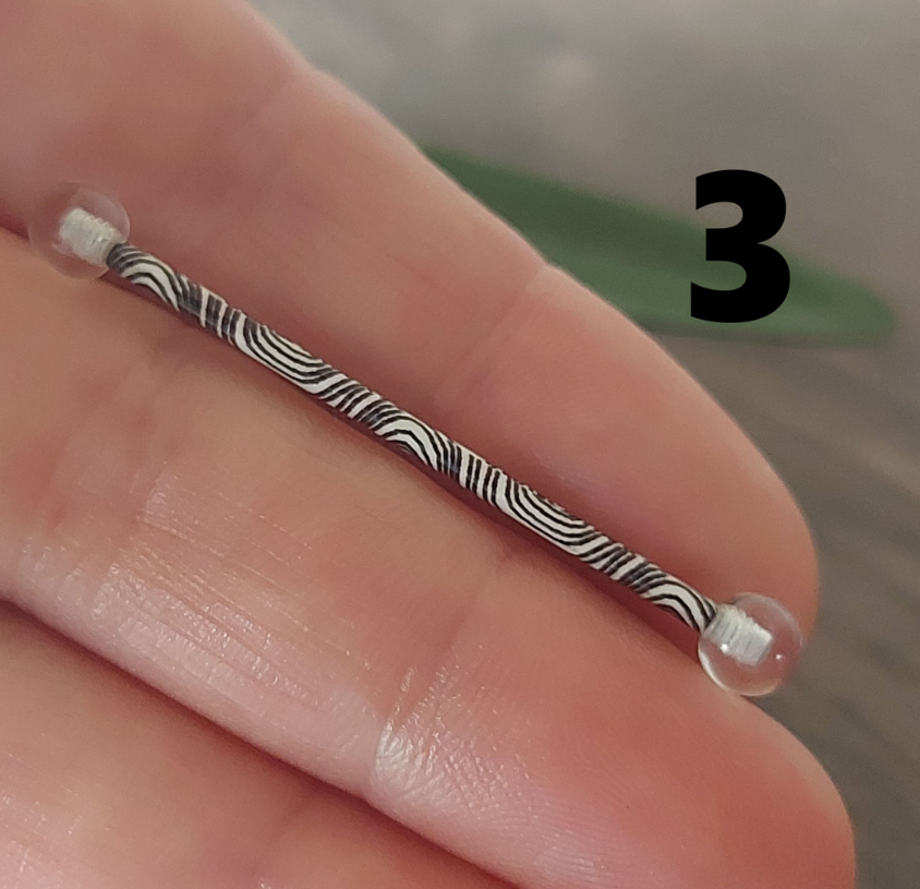 Industrial Piercing Bar – 38mm, 14 Gauge – 316L Surgical Steel Acrylic wrapped design