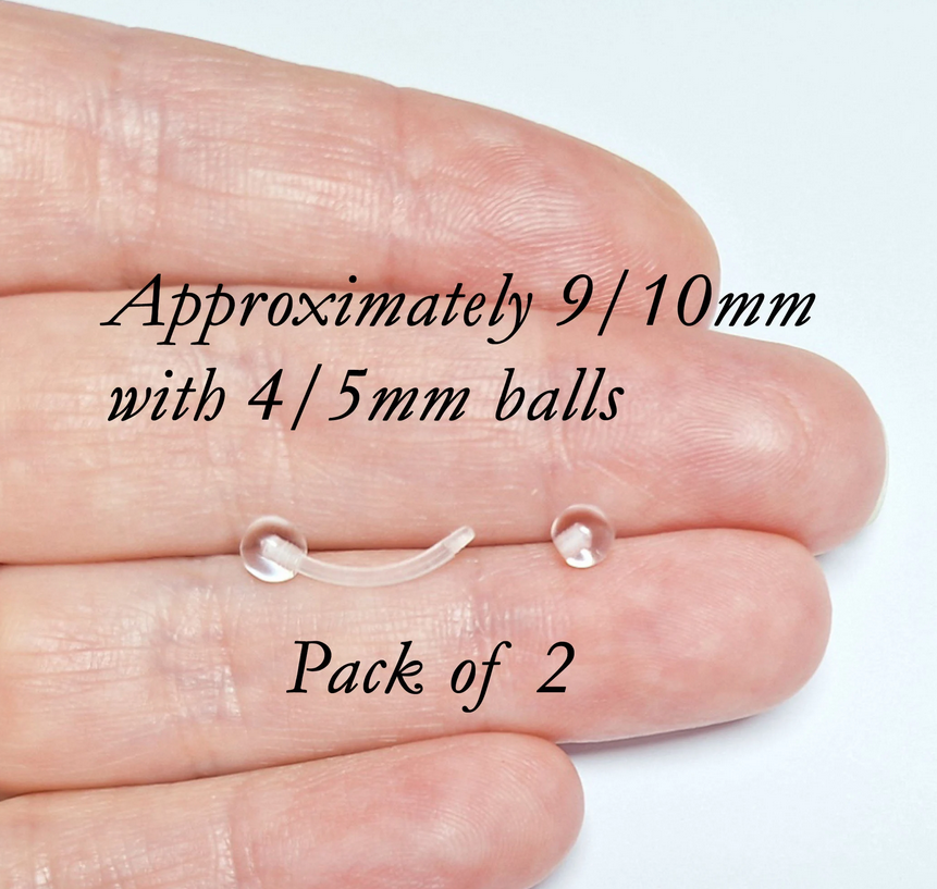 Curved barbell, Eyebrow bar, Earring retainer 16Ga  (Pack of 2)  Good for reducing irritation.