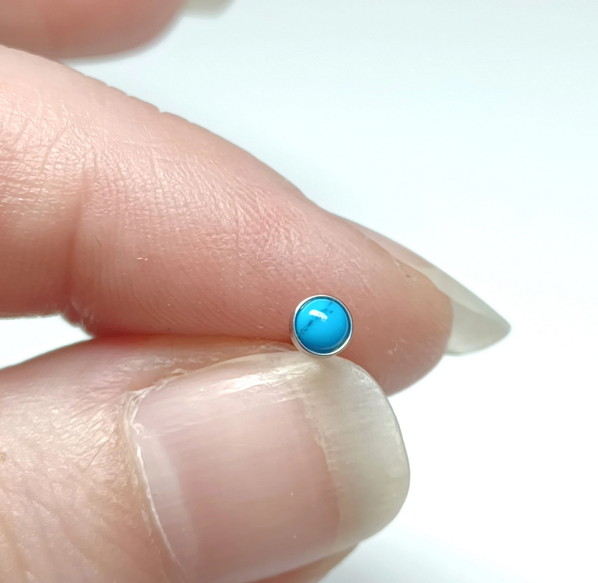 Nose jewellery, Nose stud, L shape, Semi precious, Turquoise, Jade, L Nose Stud, 3mm Round top, Nose Piercing, 20G 0.8mm, 6mm