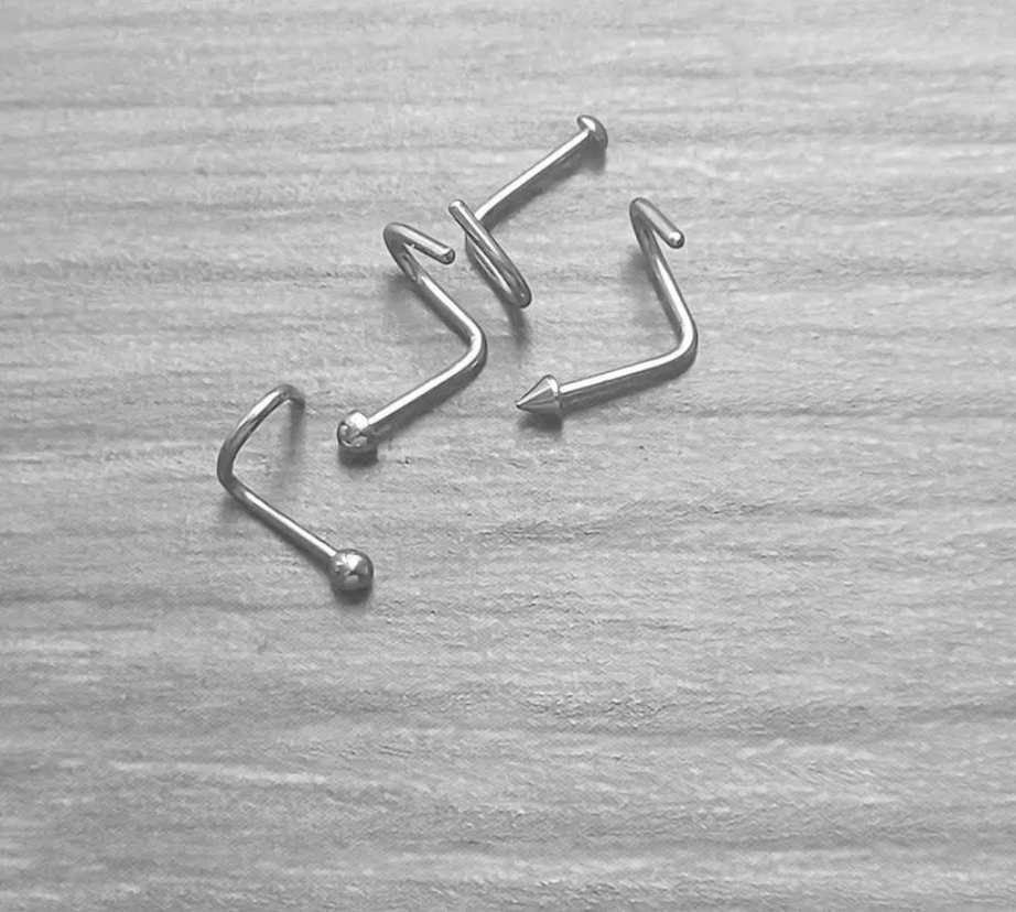 Pack of 4 Tiny Ball, Dome, Spike, Flat, Nose Screw Stud 20Ga 316L Surgical Steel