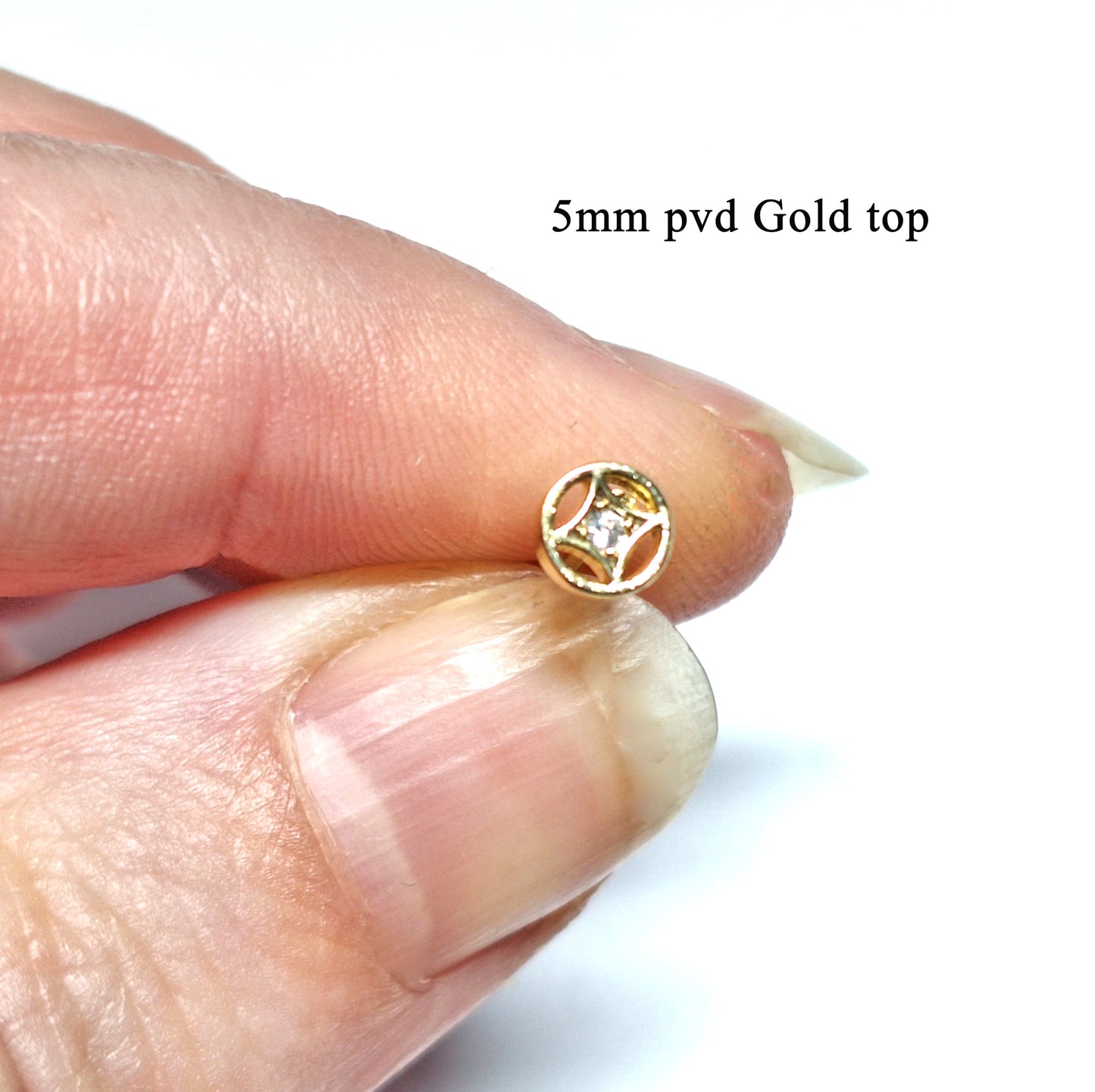 Gold Or Silver Push in Circular Star flat backed stud 20ga, 18ga, 16ga, 5mm, 6mm, 7mm, 8mm, 9mm, 10mm, 11mm, 12mm