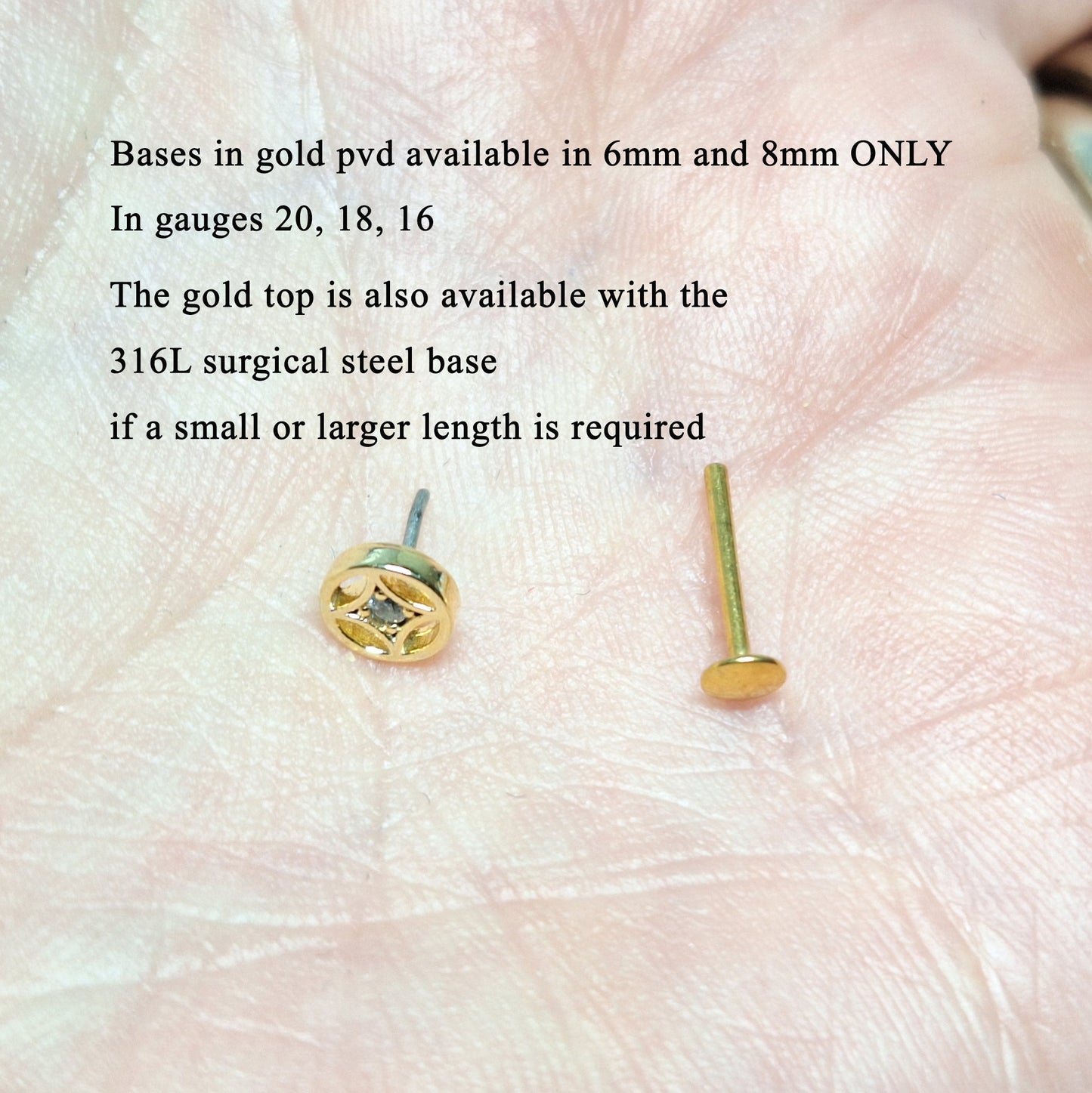 Gold Or Silver Push in Circular Star flat backed stud 20ga, 18ga, 16ga, 5mm, 6mm, 7mm, 8mm, 9mm, 10mm, 11mm, 12mm