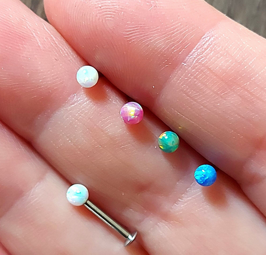 3mm Opal Flat Backed stud in Blue, Pink, White, Green, 4mm, 5mm, 6mm, 8mm, 10mm, 11mm, 12mm