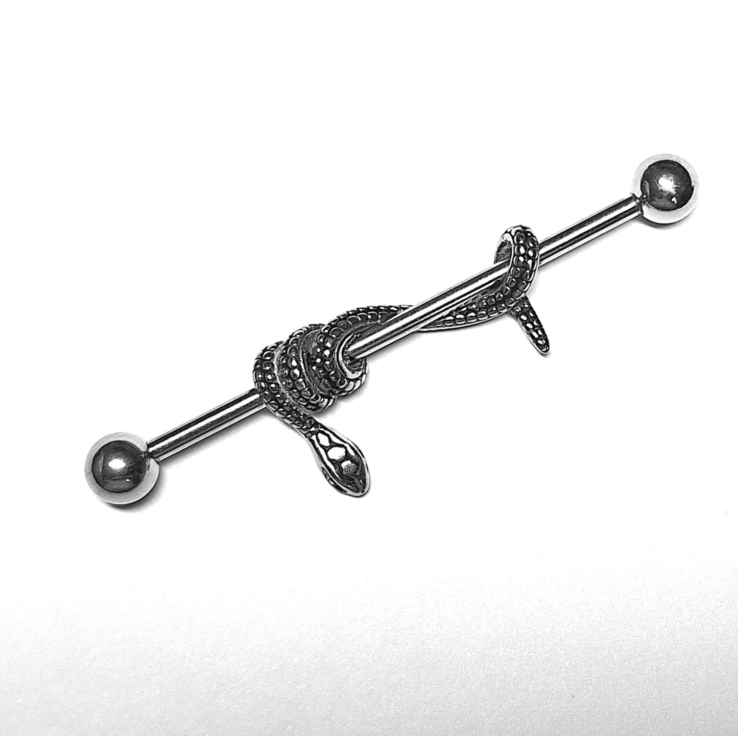 Industrial Piercing - Snake Wrapped 316L Surgical Steel Barbell - 38mm